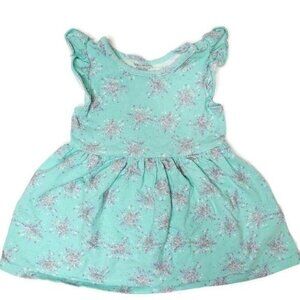 Toddler Girl Toughskins 2T Mint Green Ruffled Sleeveless Dress Glitter Snowflake